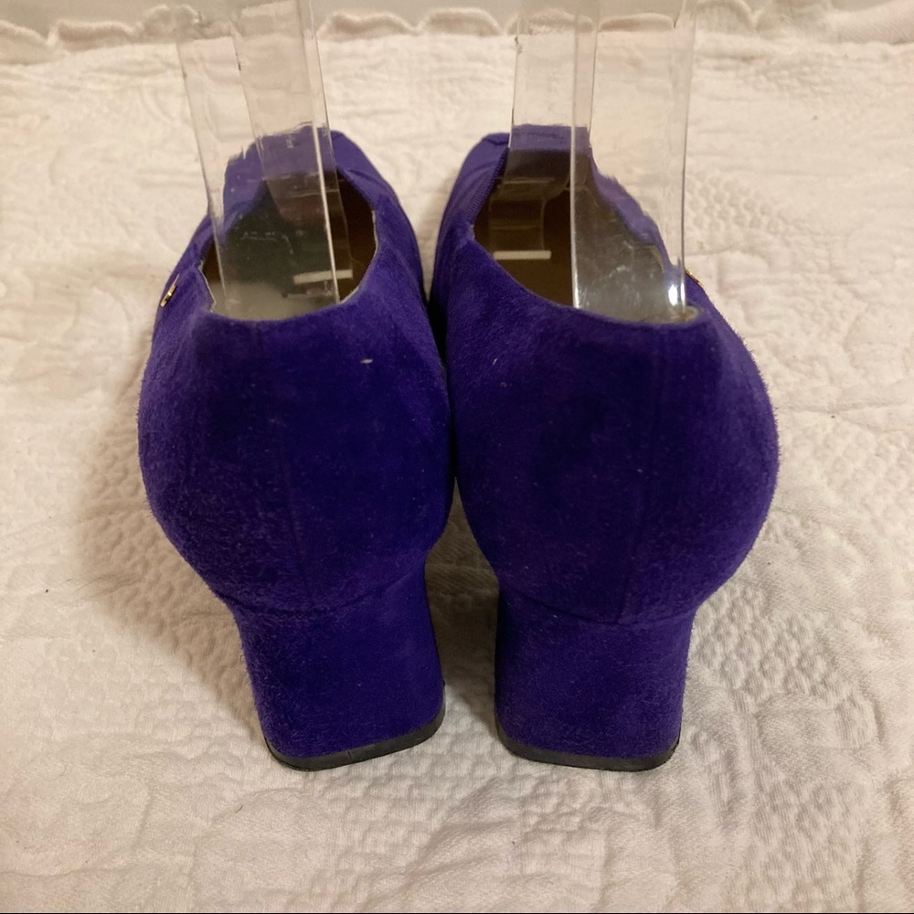 Vintage Escada purple pumps velvet square toe 8.5 - Picture 7 of 9